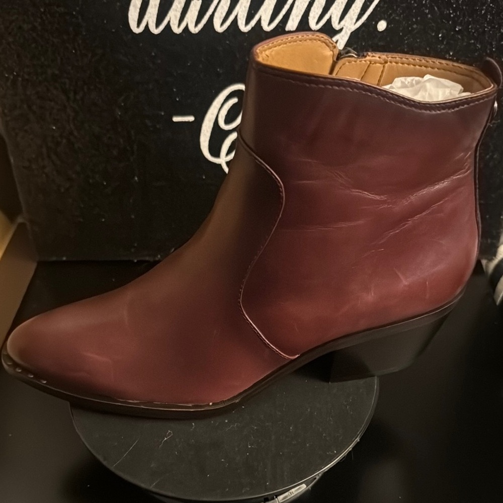 Patricia Nash Burgundy Leather Ankle Boots